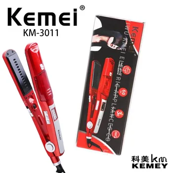 Kemei KM-3011 Выпрямитель для волос и Плойка для девочек С Паром для домашнего использования