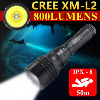 CREE XM-L2 IP8 Водонепроницаемый Ультра яркий светодиодный фонарик для дайвинга, подводный 50 м, Заполняющий огни, Открытый Охотничий фонарь 18650, факел