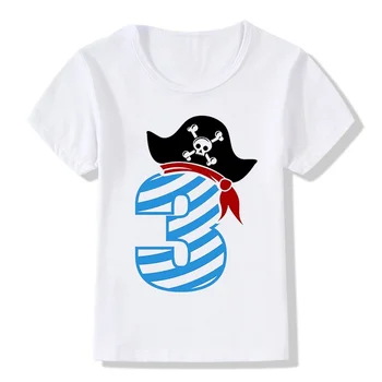 с днем рождения, футболка с изображением черепа и пирата, футболка для мальчиков, одежда для мальчиков, детская одежда, рубашка для девочек, детская футболка