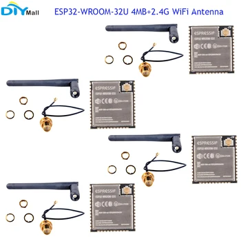 4 шт. ESP32-WROOM-32U 4 МБ Универсальный модуль Wi-Fi-BT-BLE MCU с двумя процессорными ядрами для ESP-32s ESP-32 + UFL с гнездовой антенной SMA 2,4 G WiFi