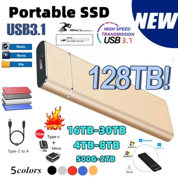 SSD Внешний 500 ГБ 1 ТБ Мобильный твердотельный накопитель Флэш-накопитель Портативный TypeC USB Mini Slim Высокоскоростное устройство флэш-памяти для передачи данных