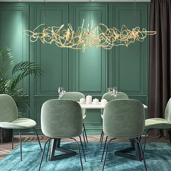 Постмодернистский светильник, роскошный светодиодный светильник для украшения люстры в ресторане, настольные лампы в скандинавском стиле, Простая железная художественная люстра в виде дерева