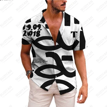 Летняя Гавайская Мужская Дорожная Рубашка с 3D Принтом 5xl, Пляжная Рубашка с коротким рукавом и Пуговицами, Повседневная Мужская Рубашка с Надписью 