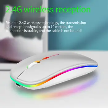 Беспроводная мышь RYRA RGB Перезаряжаемая Мышь Беспроводная компьютерная бесшумная мышь Эргономичная игровая мышь со светодиодной подсветкой Для портативных ПК