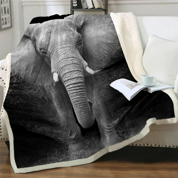 Животное, Слон, одеяло из Шерпы с 3D Принтом, Стеганое одеяло для Дивана, Детское Постельное Белье для Путешествий, Плюшевое Флисовое одеяло T258