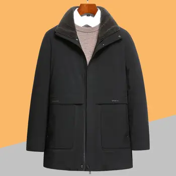 2022 Зимняя куртка Мужская с хлопковой подкладкой, Новое классическое Теплое Свободное утепленное пальто, Повседневная мужская куртка, мужская брендовая одежда H134