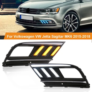 Для Volkswagen VW Jetta Sagitar MK6 2015 2016 2017 2018 Автомобильный СВЕТОДИОДНЫЙ Дневной Ходовой Свет DRL Белый Желтый Синий Указатель Поворота 12V