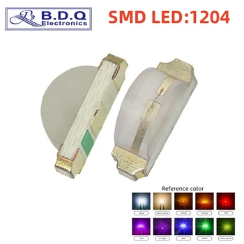 100шт 1204 SMD LED Боковой светоизлучающий диод Желто-зеленый Изумрудно-Зеленый Белый Красный Синий Желтый Оранжевый Боковой Светоизлучающий 1206 LED