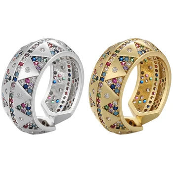 ZHUKOU новое модное женское кольцо золотого цвета, широкое красочное кольцо с кристаллами CZ для женщин, модные ювелирные изделия оптом VJ348
