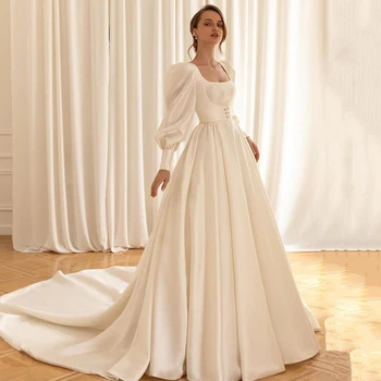 Сексуальные Свадебные платья Eightree, Белое атласное платье невесты 2022 года, 2 предмета, Свадебные вечерние платья Принцессы Трапециевидной формы Длиной до пола, Большие размеры