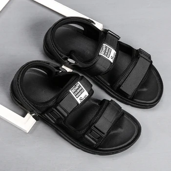 Летняя обувь, мужские пляжные сандалии, мягкая удобная обувь черного цвета на толстой подошве, Модные мужские сандалии, нескользящая мужская обувь