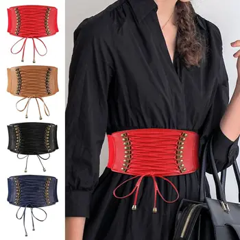 Модный классический повседневный винтажный кружевной корсет с заклепками на поясе, широкие эластичные ленты для женского платья