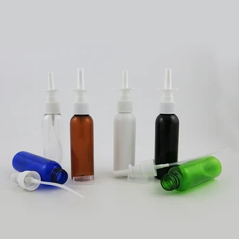 Белая бутылка 50x60 мл, Пластиковые флаконы с назальным спреем, Насос-распылитель, спрей для носа, Многоразовые флаконы для медицинской упаковки