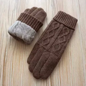 Модные мужские теплые перчатки Плюс Бархатные Утолщенные Уличные Теплые Осенние Шерстяные вязаные Варежки для вождения, перчатки для мужчин