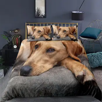 Hund Muster Gedruckt Duvet Abdeckung 3D Tiere Retriever Bettwäsche Set 2/3Pcs Kid Erwachsene Einzel Twin Voll Doppel königin Kön