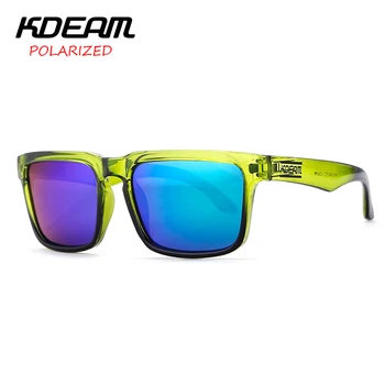 KDEAM Прохладные Зеленые Летние Женские Солнцезащитные очки для Вечеринок В Квадратной Оправе, Солнцезащитные Очки Для Мужчин, Поляризованные Зеркальные линзы UV400 С Жестким Футляром KD901P-C8