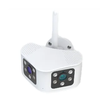 4K 8MP Двухобъективная Wifi IP-камера на открытом воздухе со Сверхшироким углом обзора 180 ° Панорамная Камера видеонаблюдения с обнаружением человека (6MP) EU Plug