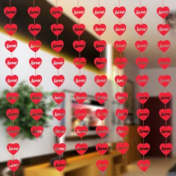 16 сердечек Романтическое свадебное украшение Оформление брачной комнаты своими руками Нетканая гирлянда Креативный занавес в виде сердца любви ZA5819