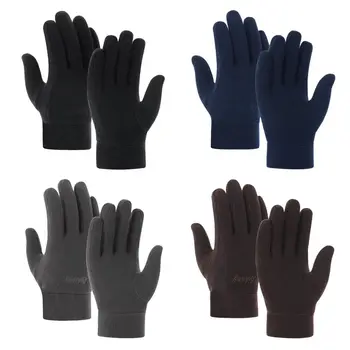 Новые модные флисовые мужские перчатки, осень-зима, Толстые плюшевые Пушистые теплые митенки, Женские перчатки с длинными пальцами