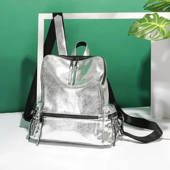Простой студенческий школьный рюкзак в корейском стиле, модный серебристый светоотражающий модный рюкзак большой емкости, женский рюкзак, женский
