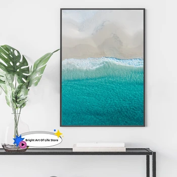 Принт с голубым океаном, пляжный плакат с аэрофотосъемкой, пляжное настенное искусство из Западной Австралии