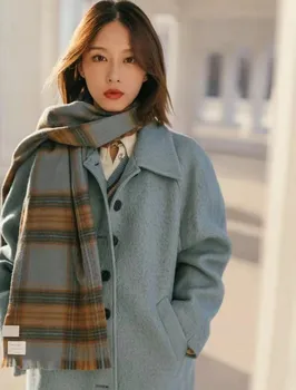 Бесплатная доставка Корейский бренд Lo * Class **, Плед, простой дизайн, 100% Шерстяная шаль, Модные Роскошные Женские обертывания из пашмины