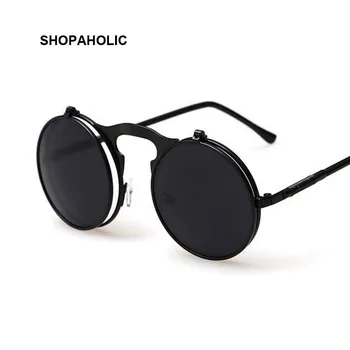 Винтажные мужские солнцезащитные очки в стиле стимпанк, Мужские Круглые Дизайнерские Солнцезащитные очки в стиле стимпанк с металлическим покрытием Masculino для женщин Oculos De Sol