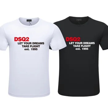 Новые мужские летние хлопковые футболки DSQ2, Брендовая мужская Модная Повседневная футболка с коротким рукавом DSQ, Уличная футболка в стиле хип-хоп с буквенным принтом