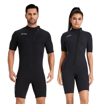 3 мм неопреновый гидрокостюм для мужчин, женщин цельный с коротким рукавом передняя молния утолщение теплая защита от холодной подводное плавание гидрокостюм для серфинга 