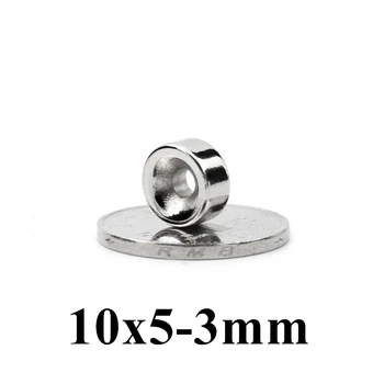 500шт 10x5 мм отверстие: 3 мм Супер сильные круглые неодимовые кольцевые магниты с потайной головкой N35 неодимовый магнит