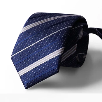 Новые мужские галстуки на молнии Шириной 8 см, галстук для мужчин, высококачественный модный формальный галстук в полоску, деловой костюм, галстук для рабочей вечеринки, Подарочная коробка
