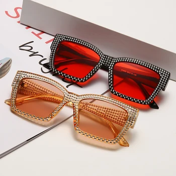 Модные солнцезащитные очки с бриллиантами, Роскошный Брендовый дизайн, Женские индивидуальные квадратные солнцезащитные очки, оттенки UV400, Очки oculos de sol