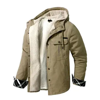 Мужская уличная тактическая военная куртка-бомбер, Повседневная утолщенная теплая хлопковая Свободная парка, Зимняя мужская шерстяная куртка с капюшоном