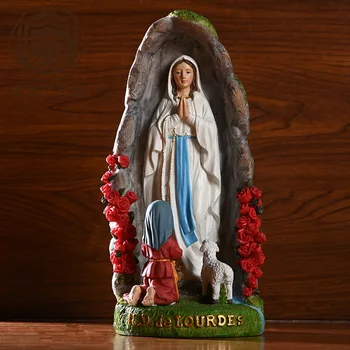 Изделие можно настроить.Классическая статуя Марии в пещере, украшения для интерьера, подарки на новоселье, изделия из смолы