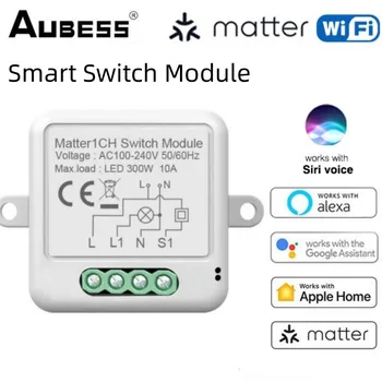 Matter WIFI Smart Switch Модуль реле HomeKit Control Домашняя автоматизация Работает с Siri Alexa Google Home Умный дом