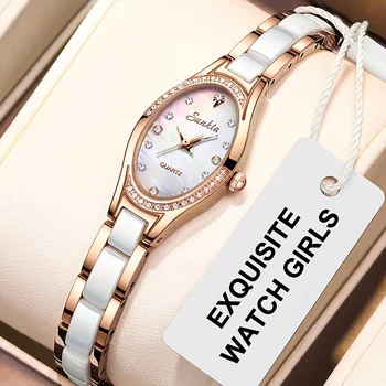 Изысканные часы для девочек, керамический ремешок из нержавеющей стали, ослепительный циферблат, водонепроницаемые часы, предпочтительные часы для подарка