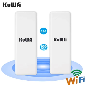 KuWFi Открытый WiFi Мост 5,8 G 900 Мбит/с Беспроводной CPE Маршрутизатор Точка-точка 1-2 км WIFI Ретранслятор WIFI Удлинитель С POE Адаптером