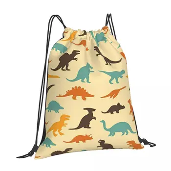 Сумка для хранения на открытом воздухе с динозавром, легкие рюкзаки на шнурке, подходящие для мужской школы, Кемпинга, пеших прогулок