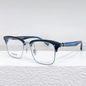 Модная Ретро Овальная титановая оправа для очков, мужские высококачественные оптические очки ручной работы от близорукости, женские очки по рецепту M-96