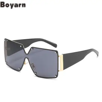 Boyarn Новые солнцезащитные очки в цельной оправе в стиле стимпанк, очки в большой оправе, персонализированные солнцезащитные очки Jelly Sunglasse