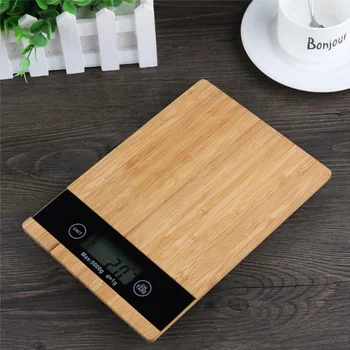 Креативные цифровые электронные кухонные весы с бамбуковой панелью Соответствуют бытовым пищевым весам Весом от 1 грамма до 5 кг.