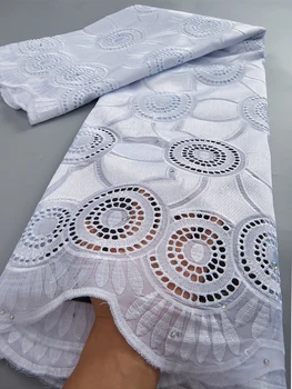 Белая африканская Хлопчатобумажная Кружевная ткань, Швейцарское Вуалевое Кружево в Швейцарии, Нигерийская вышивка, Сухая ткань Для женского платья TY2854