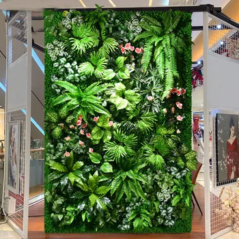 Новое Искусственное растение, Искусственная панель из ротанга, Имитация газона, Зеленый Лист Травы, Сетчатая Решетка, Украшение стен