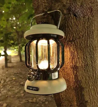 Винтажный фонарь для кемпинга -портативный светодиодный фонарь для кемпинга в стиле ретро, аварийное освещение 5000 мАч на случай сбоя питания, перебоев в подаче электроэнергии