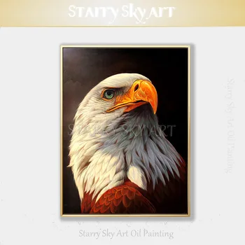 Талантливый художник Ручной росписи Реалистичная птица Орел Картина маслом на холсте Высококачественная картина маслом Белоголовый орел для украшения стен