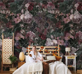 Американские 3D обои с ручной росписью цветов и растений, гостиная, фоновая стена для телевизора, фреска papel de parede home decor