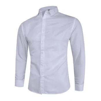 Весна 2021, Новая Мода, Простой Дизайн, Повседневная Хлопковая рубашка с длинным рукавом, Приталенные Мужские Социальные Белые Черные Рубашки 4XL 5XL