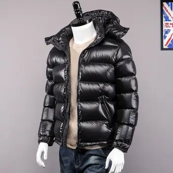Мужская Хлопчатобумажная пуховая высококачественная толстая зимняя куртка с капюшоном, Утепленная парка, Повседневное Тонкое пальто со множеством карманов, Мужское A16