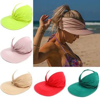 Женская летняя шляпа, женский солнцезащитный козырек, Анти-ультрафиолет, Эластичный полый цилиндр, Повседневные кепки, Пляжная шляпа Gorras, уличная быстросохнущая