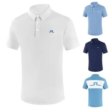 Рубашка для гольфа, Мужская летняя футболка с короткими рукавами, Спортивный топ, быстросохнущая Дышащая Рубашка-поло с отворотом, впитывающая пот, Одежда для гольфа
